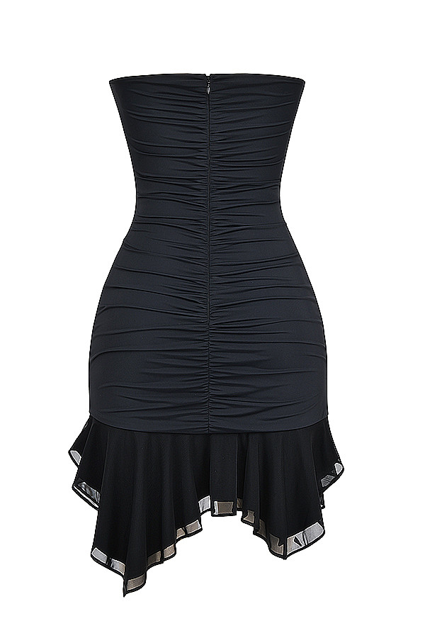Clothing : Mini Dresses : Mistress Rocks Black Strapless Ruffle Mini Dress