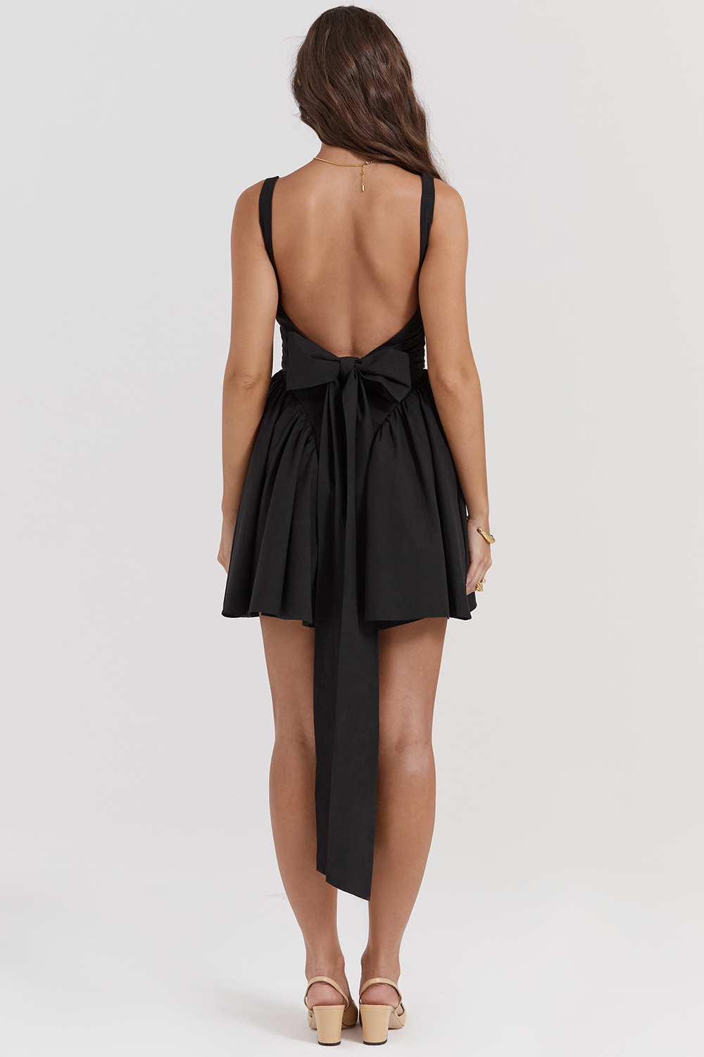 Clothing : Mini Dresses : 'Florianne' Black Bow Mini Dress